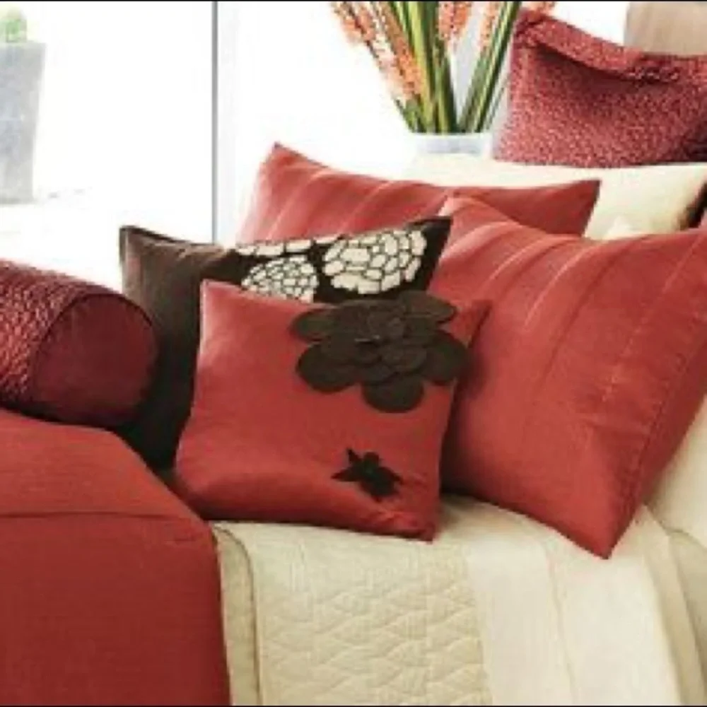Simply Vera Vera Wang Red Throw Pillow With Floral Accents
